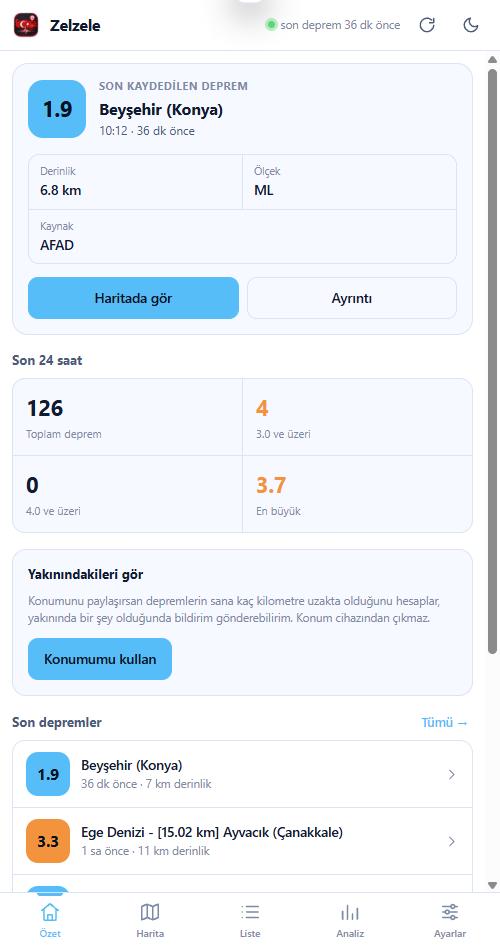 Zelzele ekran görüntüsü 1